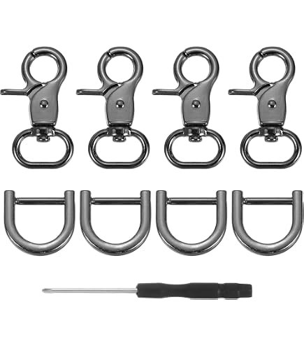 QUARKZMAN 8 Stuks Metalen Karabijnhaken – 13 Mm, 360° Draaibaar, Met Triggersluiting – Voor Riemen, Tassen, Sleutels En Lederwerk – Brons