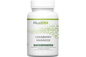 Plusvive - Lot de 120 capsules de canneberges et de mannose, enrichies en méthionine, graines de citrouille, pissenlit et vitamine C, 100 % vegan