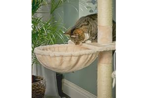 Runesol Hamac pour Chat avec Cadre en métal Extra épais de 40 cm de diamètre - Beige