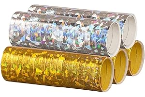 feiermeier® Silber & Gold Mix - Metallic Luftschlangen im 5er Sparpack - 5 Rollen mit je 18 holografisch-glitzernden Luftschlangen - für Silvester, Karneval, Fasching, Geburtstag, Hochzeit ®
