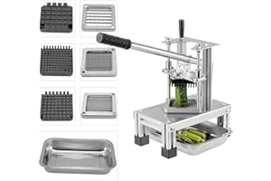 Yontwe Commerce Coupe Friture Française avec 3 Lames de Rechange, 1/2", 1/4" et 3/8" Hachoir Simple Hachoir à Pommes de Terre au Citron Frit Français avec Poignée d'extension