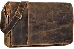 STILORD 'Maximus' XXL Ledertasche riesige Herren Umhängetasche Unitasche 17 18 19 21 Zoll Laptop Aktentasche Bürotasche Büffel Leder, Farbe:calais - braun