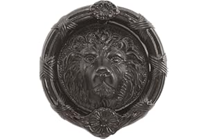 UAP 6" Black Iron Lion's Head Door Knocker - Traditional Front Door Hardware with Powder Coated Finish & Mounting Kit - Victorian Style Home Decor for Wardrobe & Entrance Doors (Black, 145mm)