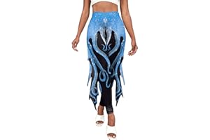 SEAUR Damen Meerjungfrau Leggings Hohe Taile Print Hosen Faschingskostüm Karneval Kostüm