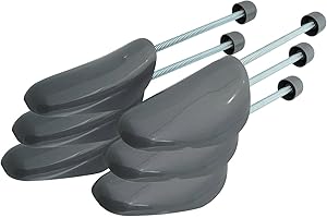 Incutex set da 3 paia di tendiscarpe taglia variabile 38-44, forme scarpe in plastica, grigio