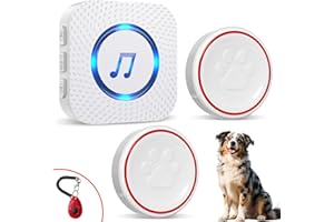 ChunHee Sonnette pour Chien Cloche Porte Chien san Fil avec Clicker d'Éducation - 1 Récepteur + 2 Émetteurs Étanche IP55 pour Formation Chien Toilette & Sortie, 55 Mélodies 5 Niveaux Volume