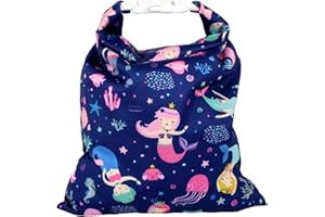 Immaculate Textiles Unisex Baby Wet/Dry Bag with Buckle : Waterproof & Washable : Great for Swimming & Reusable Cloth Nappies (Mermaids, 28x40cm)