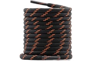 WEGOODZF Round Walking Boot Laces: 4.5MM Thick Heavy Duty Shoelaces for Outdoor Hiking Shoes Work Boots 2 Pairs Non Slip Safety Bootlaces for Men Women