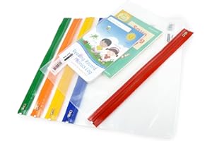 Rapesco 1503 Bolsa Zipper con Cremallera Metálica, A4+, Transparente con Cremallera en Colores Surtidos, Paquete de 5