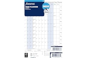 Filofax Calendar Diary Refill, A5 Size, Horizontal Year Planner, White Paper, English, 2025 (C68506-25)