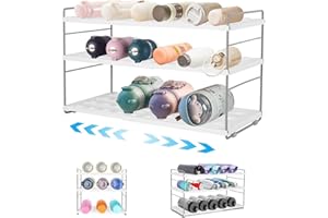 SUNAL Water Bottle Organiser for Cupboard,Expandable 3 Tier Water Bottle Storage Rack,Height&Length Adjustable Water Bottle Holder,for Kitchen Cupboard,Cabinets,Countertop,Pantry(3 Tier 10.6 to 16.5"L)