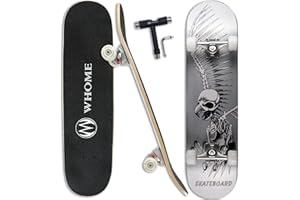WHOME Pro Skateboard Completo para Niño Niña/Adulto Principiante/Pro - 31 x 8 Pulgada Patineta Estándar 8 Capas Alpine Maple Deck ABEC-9 Incluyen T-Tool