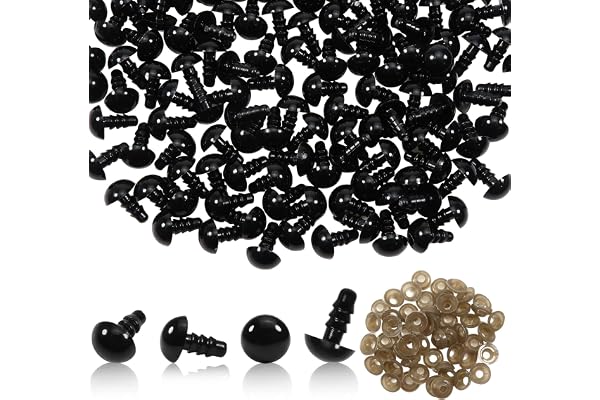 TOAOB 50pcs 9mm Noir Yeux de Sécurité d'animaux Peluche en Plastique avec 50pcs Rondelles pour Fabrication de Poupées Marionnettes DIY Artisanat