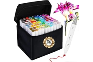 YAWAHOME Marker pens 80 Colours, Art Markers for Drawing Sketching Coloring Artist Pens and Underlining, Illustration Painting Card Making, for Students Manga Artists Sketch Permanent Marker Pen Set