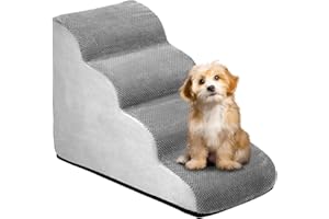 QWORK Schody dla psów, 4 stopnie, 74 x 40 x 52 cm, zmywalne schody z pianki z pamięcią kształtu, dla małych i średnich pies