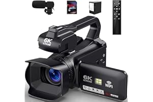 MERVNE Camcorder 6K Video Camera 64MP IR Night Vision Vlogging Camera for YouTube 18X Digital Zoom 4.0 Inch Touch Screen Video Camera with WiFi, Microphone, Stabilizer, Remote Control, 64GB SD Card