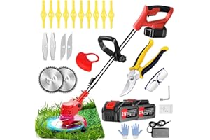 GINZYAIY Garden Strimmer，Debrouissalleuses Batterie，Coupe Bordure sans Fil avec Batterie， Debrouissalleuse Electrique sans Fil