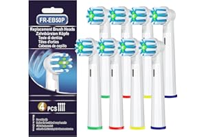 Testine di Ricambio Pro Cross Clean Action Compatibili con Spazzolino Elettrico Oral B, Testine Per Spazzolino di Ricambio Per Pulizia Straordinaria, Di Kisstta (8 Bianco)