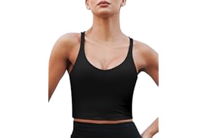 As Fairy Damen-Sport-BH Criss Cross Back Crop Tank Top Longline gepolsterter Yoga-BH mit mittlerer Unterstützung