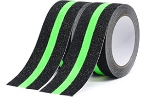 BOMEI PACK Nastro Adesivo Antiscivolo, Nastro di sicurezza con Nastro Luminoso, Nastro Fluorescente Adesivo Bagliore Nel Buio, Alta Trazione 2 PCS 50mmx5m Totale 10 metri