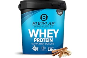 Bodylab24 Whey Protein Powder Riz au lait à la cannelle 1kg, pour des muscles plus forts, protéine de lactosérum peut favoriser la construction musculaire, avec 80% de protéines, sans aspartame