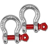 Steel Shackle Heavy Loads with Eye Bolt Curly Shackles Curved High Strength for Recovery Trailer Tie Down Awning and Boat (2