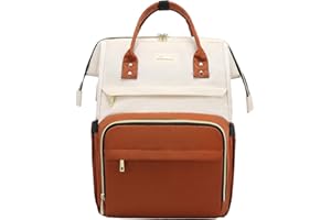 ‎LOVEVOOK LOVEVOOK Laptop Rucksack Damen mit 17 Zoll Laptopfach, wasserdichter Rucksack für Damen Arbeitsrucksack Rucksäcke Damen Beige Braun