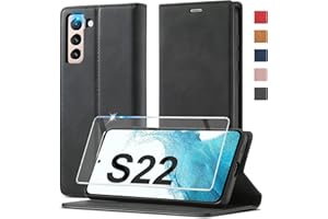 AILICICI 2024 Upgraded Handyhülle für Samsung Galaxy S22 Hülle Leder [Mit S22 Schutzfolie] für Samsung Galaxy S22 5G Hülle Klappbar Leder Flip Wallet Stoßfeste Case Schutzhülle Klapphülle für Samsung S22 Hülle