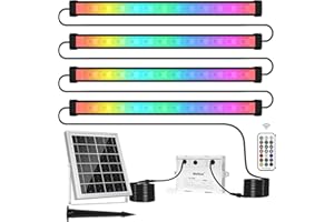 MEIHUA Solarny reflektor RGB Wallwasher, 10 kolorów, 30 trybów pracy, z timerem, 6 V, 6 W, 6000 mAh, IP66, wodoszczelna lampa solarna do użytku na zewnątrz, do ogrodu, na imprezę, dla DJ, karnawał,