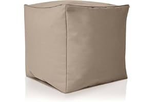 ‎GREEN BEAN Green Bean Sitzsack-Hocker 40x40x40cm mit EPS-Perlen Füllung - Fußhocker Fußkissen Sitz-Pouf für Sitzsäcke - Bodenkissen für Kinder und Erwachsene - Fußablage Sitzkissen Sitzhocker Taupe