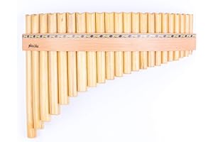 PLASCHKE INSTRUMENTS Flûte de Pan Plaschke avec ceinture en bois, fabriquée à la main dans le Tyrol du Sud, 22 tubes-Do