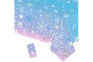 PHOGARY Christmas Snowflake Tablecloth Frozen Birthday Party Decorations Supplies Winter Snowflake Frozen Table Cloths for Winter Wonderland Decorations Frozen Party Favors (1)