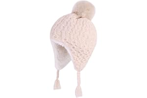 LANGZHEN Bambino Bambini Cappello Invernale Infantile, Earflap Maglia Cappello Caldo Fleece Foderato Beanie per Bambini Bambini Ragazze