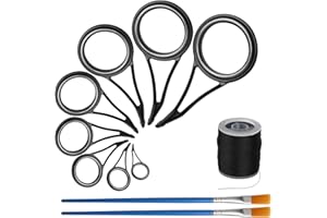 ‎DOVESUN Dovesun Angelrute Reparatur Kit, Spitzenring Rutenring Keramik Edelstahl Carbon Führungen Rute Spinner | Baitcasting-Rutenführungen | Rutenspitzen/ 8 Größen 19/21Stück | Nylon Umwickelgarn /2Stück