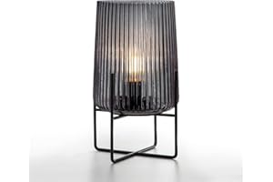 ‎MJ PREMIER MJ PREMIER Tischlampe Kabellos,Outdoor Tischleuchte ohne Kabel mit Timerfunktion Dekorative Batteriebetrieben Nachttischlampe Glaslampe für Schlafzimmer Wohnzimmer (Grau, Klein)