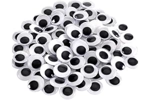 JANYUN 100 Stück 30mm Wackelaugen Selbstklebend Groß Schwarz Weiße Augen für DIY Handwerk Dekoration (30 mm)