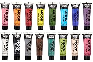 Moon Creations Gesichts- und Körperfarbentuben, gebrauchsfertige Gesichtsfarbe, ohne Flocken, tierversuchsfrei, Gesichtsfarbe, Kostüme, Feste, Halloween