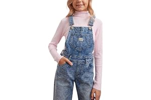 STYLER | STREET Stylerstreet/Shishoo Girl’s Denim Dungarees Stretch Jumpsuits, Girls Blue Denim Playsuit for Kids, Stylish and Comfortable Dungaree Ripped Jeans Adjustable Straps for Girls, Ages 6-12 Years