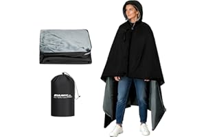 EULANT Couverture de Camping Imperméable avec Capuche,Blanket Thermique à Capuche pour Sport et Rester au Chaud en Plein Air/en Voiture, Polyvalente pour Tapis de Pique-Nique, Sac de Couchage