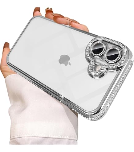 For IPhone 16 Plus Bling Glitter Butterfly Case,Cute Sparkle Diamond Slim Plating Crystal Rhinestone Phone Cover For Women Girls Protective Camera Protection Bumper,Silver
