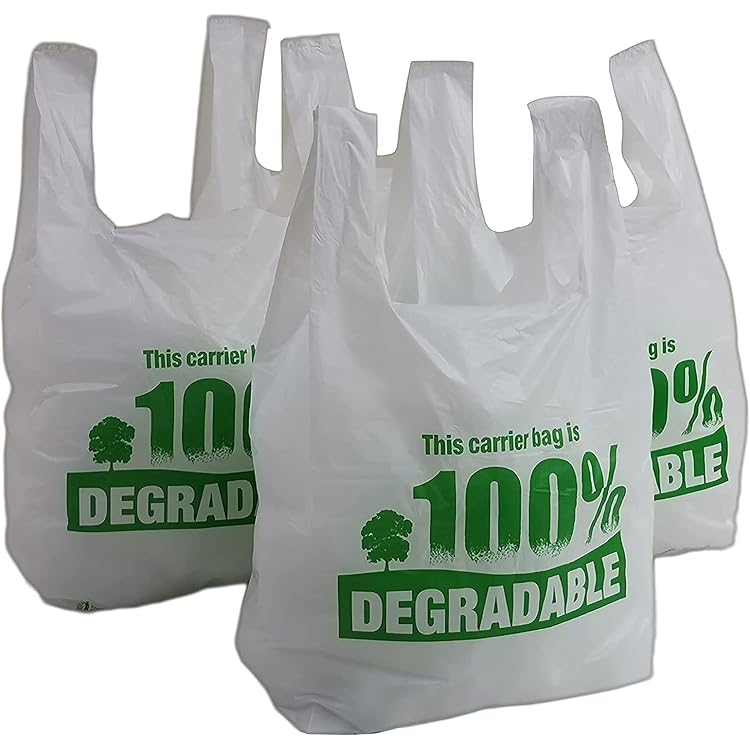 1000 Sacs Biodégradables à Bretelles 26+12x45cm - Transparents, Compostables - 15 Microns