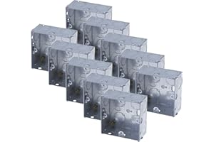 BRITE-R 10x Pack 1 Gang Single 35mm Metal Back Box Electrical Socket Switch Recessed Wall Pattress 1G Flush Mount BS EN 60670 5733 UK Standard Brass Earth Screw Galvanised Steel - 10 Pack Multi-Buy