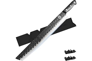 XYJ Authentic Since 1986 Couteau de Cuisine Tranchant Avec Protège-Cornes - Acier Antiadhésif Long Couteau à Viande Whole Tang