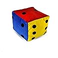 Atpata Funky Jumbo 5 Inch Plush Toy Dice Cube - Soft Velvet Educational Fun Toy for Kids - Bright Red, Blue, Yellow Colors - Fluffy Fiber Filling - Dice Shape Pillow for Playrooms & Board Games