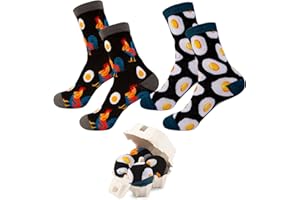 Joxessaien Socken Ostern Geschenk, 2 Paar Socken mit Hähnchen, Kaninchenmuster, Ostereier und Hähne, Damen Männer Erwachsene