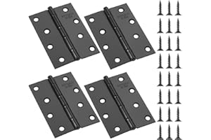 Anstore 4 zawiasy drzwiowe ze stali nierdzewnej, okucia do drzwi i mebli z 48 śrubami 7 × 15 mm, zawiasy fortepianowe, czarne, 100 x 70 x 1 mm, zawiasy składane