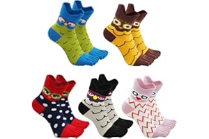 ZFSOCK Skarpetki z palcami dla kobiet Skarpetki sportowe z pięcioma palcami Skarpetki z palcami dla kobiet Śmieszne skarpetki z kotami 5 par
