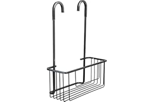 TATAY Colgador Ducha Aluminio | Resistente a la Humedad y Corrosión | Soporta 8 kg | Fácil Montaje Sin Taladro | Diseño Moderno | Cesta Ducha Colgar con Drenaje Eficiente | 28 x 12,8 x 38,5 cm - Negro
