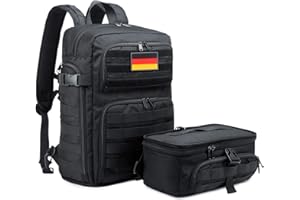 BERTASCHE Taktisch Rucksack Trekkingrucksack 35L Wanderrucksack für Outdoor Sport Uni Schule Reise, Schwarz