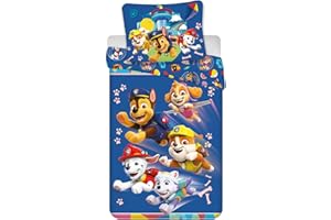BRANDMAC Paw Patrol Single Size Bedding Set 140x200 cm with Pillowcase 60x65 cm | 100% Cotton | “Rescue Team Adventure” Design | Soft & Breathable Kids Bed Linen | Chase, Marshall & Skye | Fun Bedroom Decor